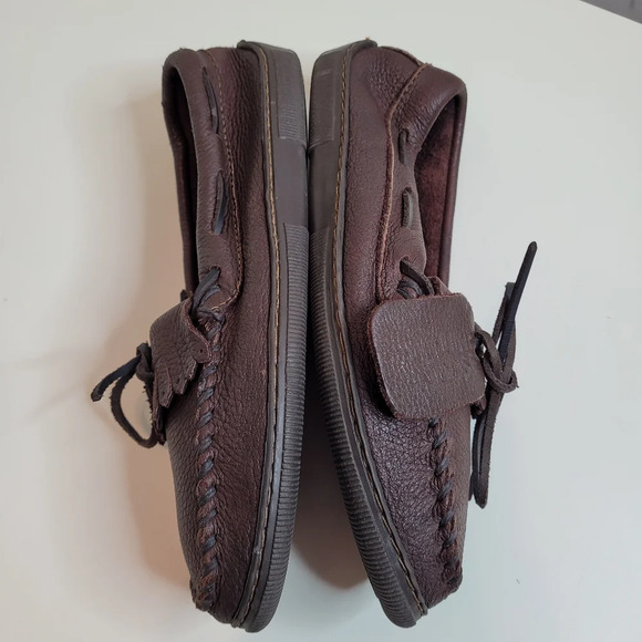 Minnetonka Moosehide Fringed Kilty Moccasin Chocolate Size Women's 10 - Picture 6 of 10